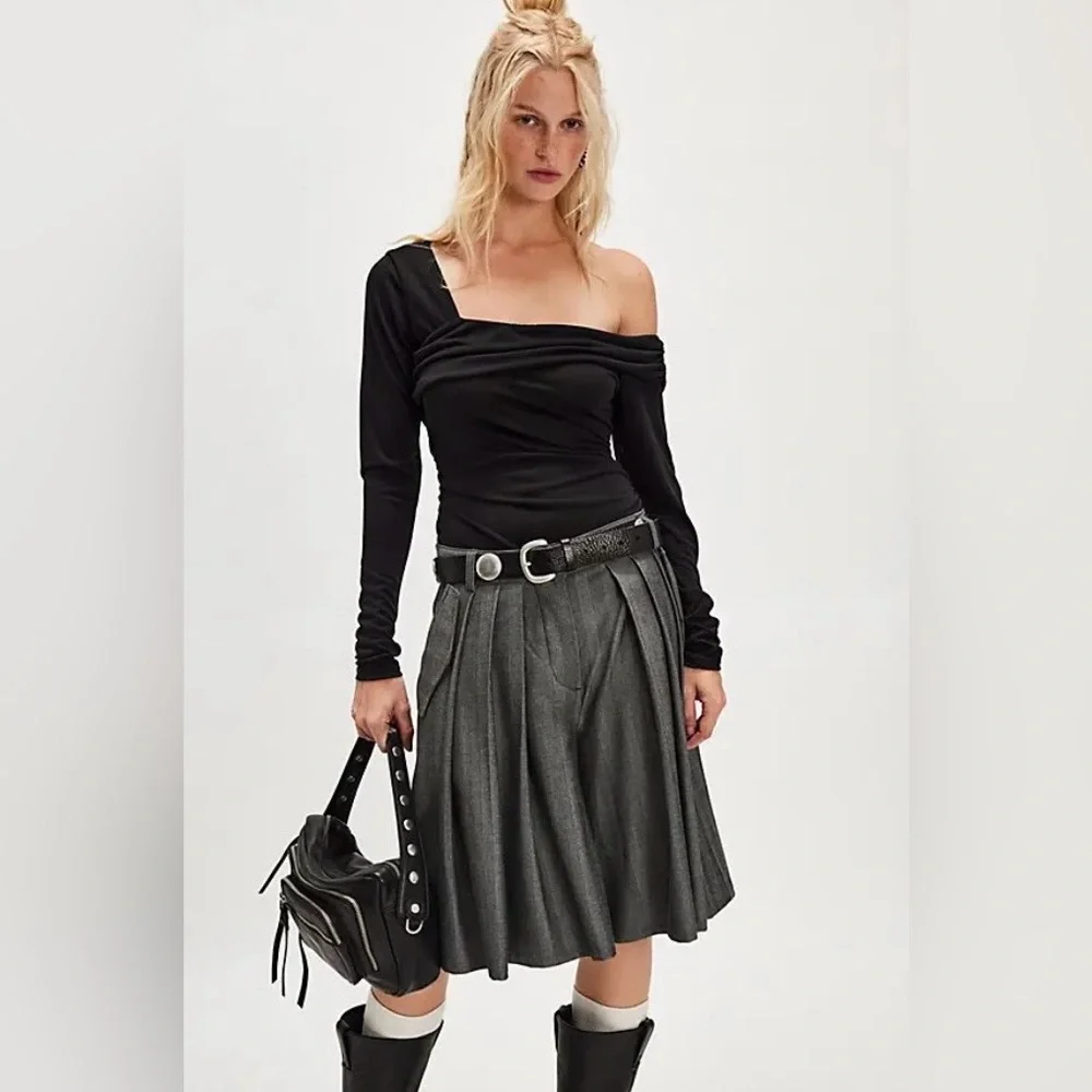 Free People Cupronickel Jenni Off the shoulder long sleeve top